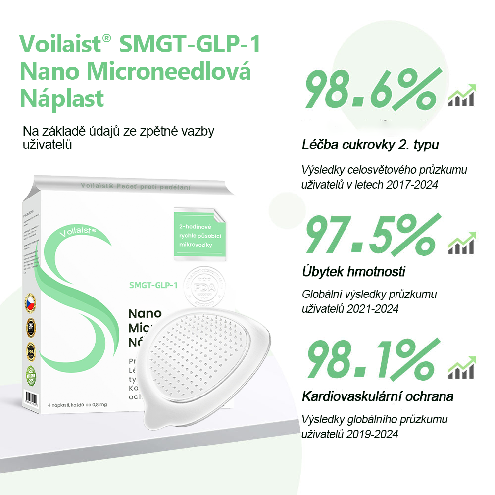 🍏Voilaist® SMGT-GLP-1 Nano Microneedlová Náplast ⏰ (Bezbolestná, dlouhotrvající, zaměřená na řešení cukrovky, obezity a kardiovaskulárních onemocnění)