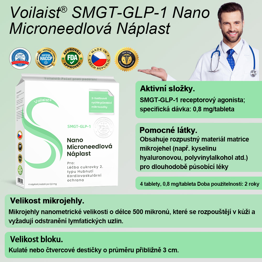 🍏Voilaist® SMGT-GLP-1 Nano Microneedlová Náplast ⏰ (Bezbolestná, dlouhotrvající, zaměřená na řešení cukrovky, obezity a kardiovaskulárních onemocnění)