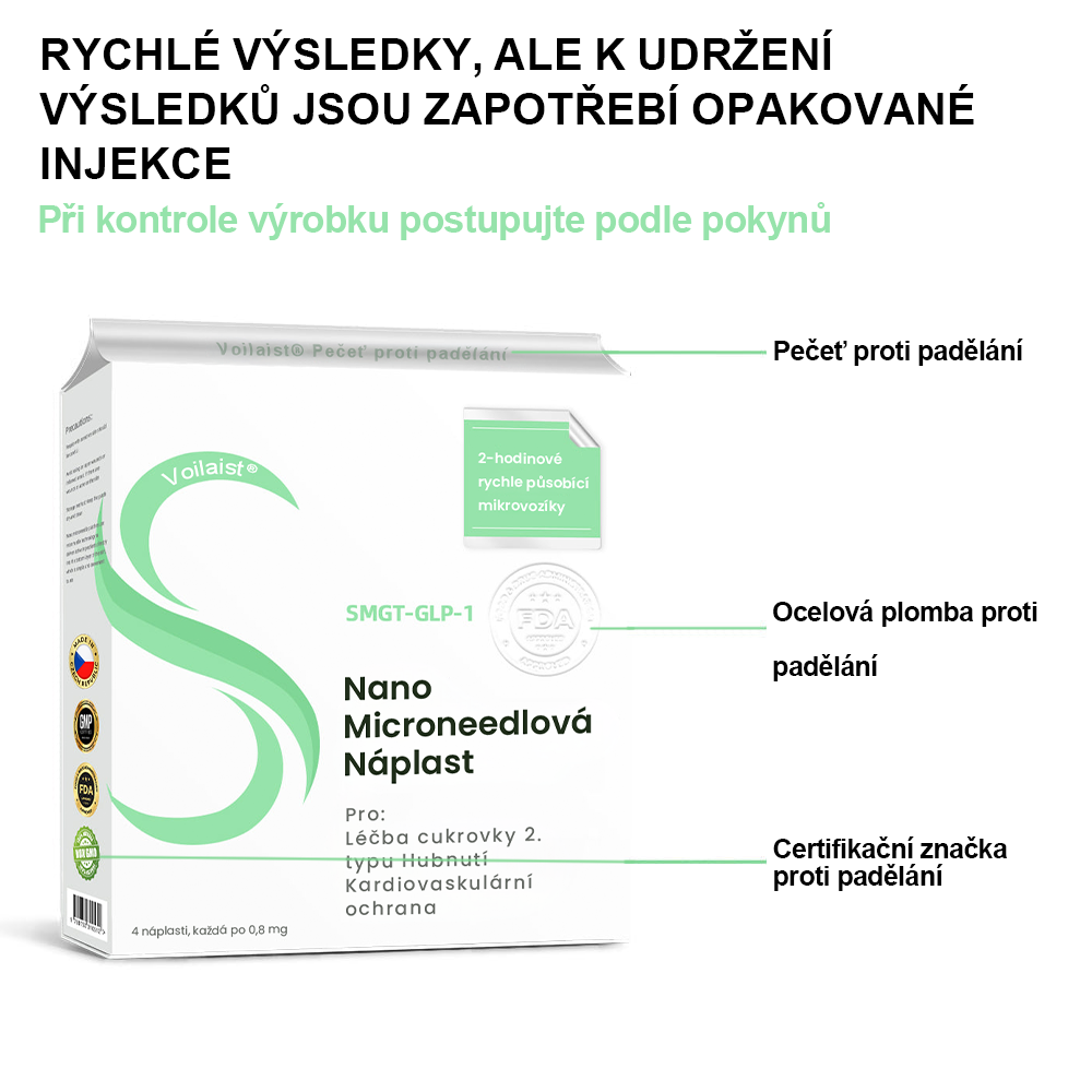 🍏Voilaist® SMGT-GLP-1 Nano Microneedlová Náplast ⏰ (Bezbolestná, dlouhotrvající, zaměřená na řešení cukrovky, obezity a kardiovaskulárních onemocnění)